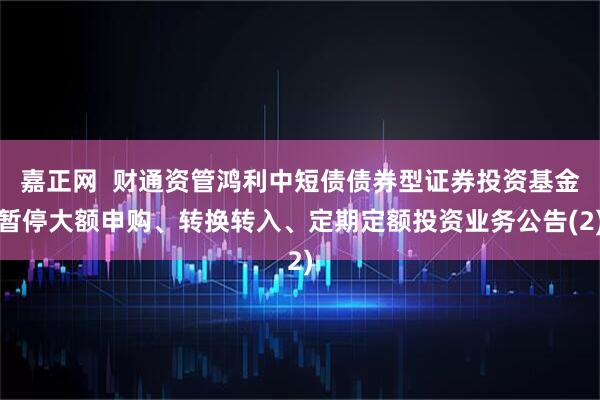 嘉正网  财通资管鸿利中短债债券型证券投资基金暂停大额申购、转换转入、定期定额投资业务公告(2)