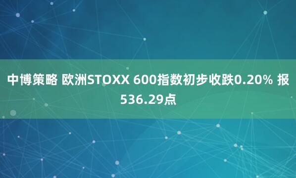 中博策略 欧洲STOXX 600指数初步收跌0.20% 报536.29点